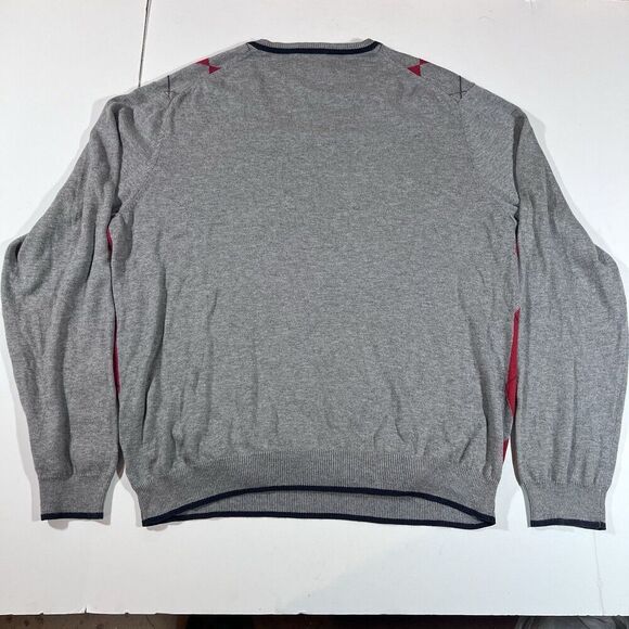 Brooks Brothers Argyle Diamond Red Grey V-Neck Sweater Men's Size XL - Picture 6 of 6